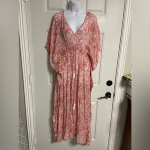 D8- RUJUTA SHETH Pink Floral Boho Kaftan Dress